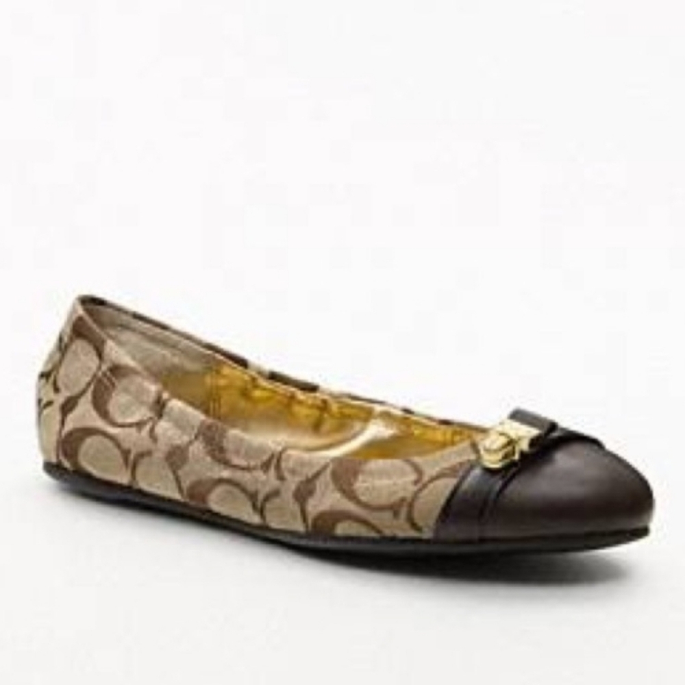 Coach Delphine Logo Excellent Ballet Flats 8.5M